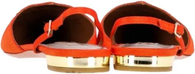 Aquazzura Pre-owned Fabric flats Orange Dames