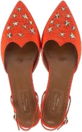 Aquazzura Pre-owned Fabric flats Orange Dames