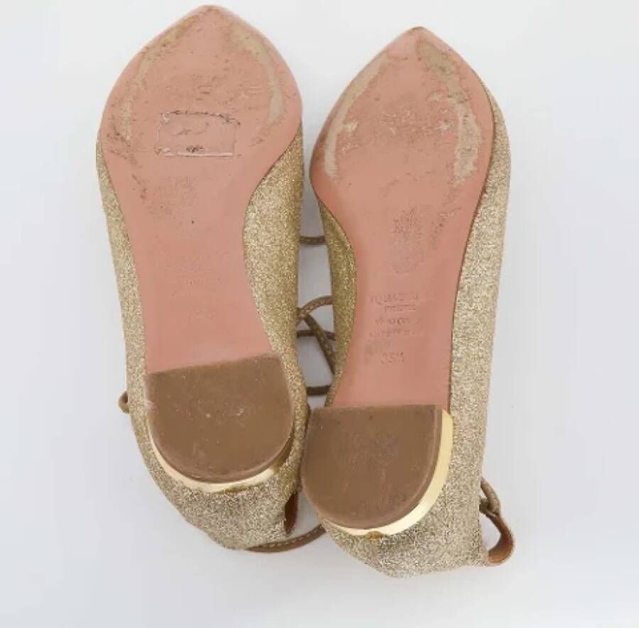 Aquazzura Pre-owned Fabric flats Yellow Dames