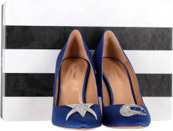 Aquazzura Pre-owned Fabric heels Blue Dames