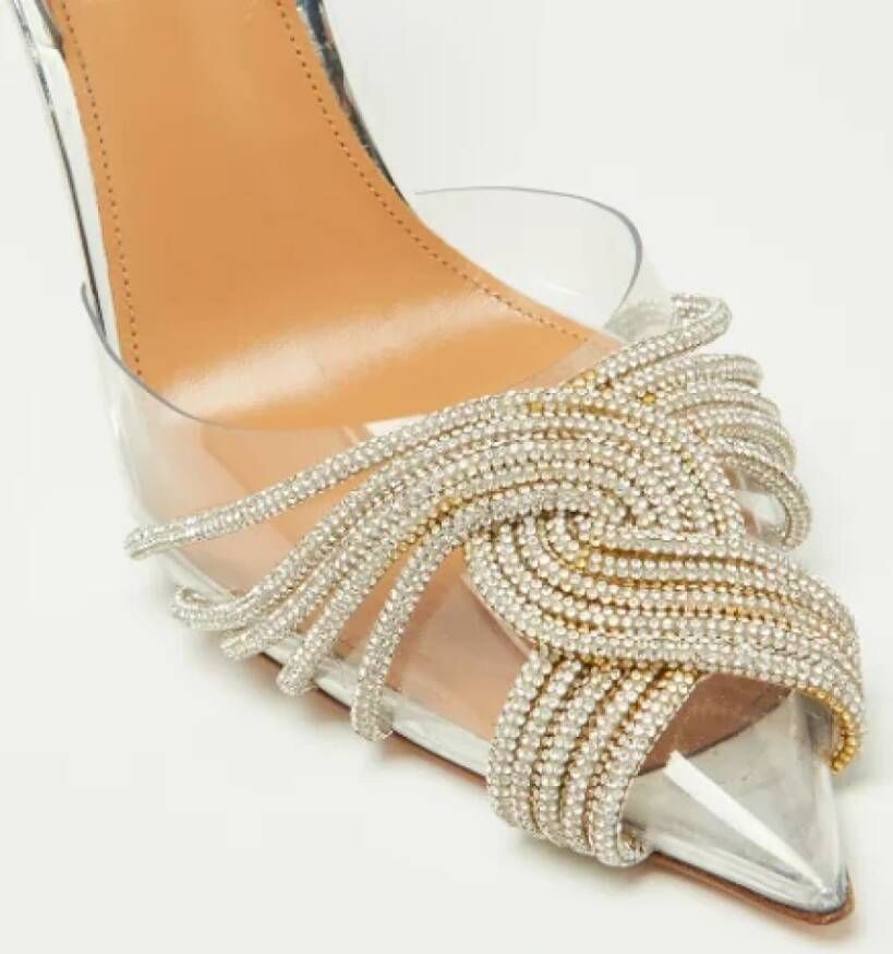 Aquazzura Pre-owned Fabric heels White Dames
