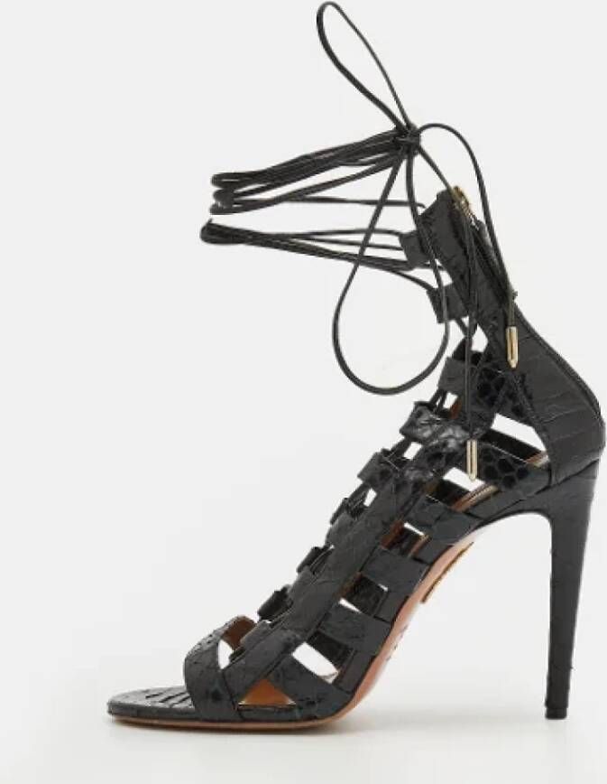 Aquazzura Pre-owned Fabric sandals Black Dames