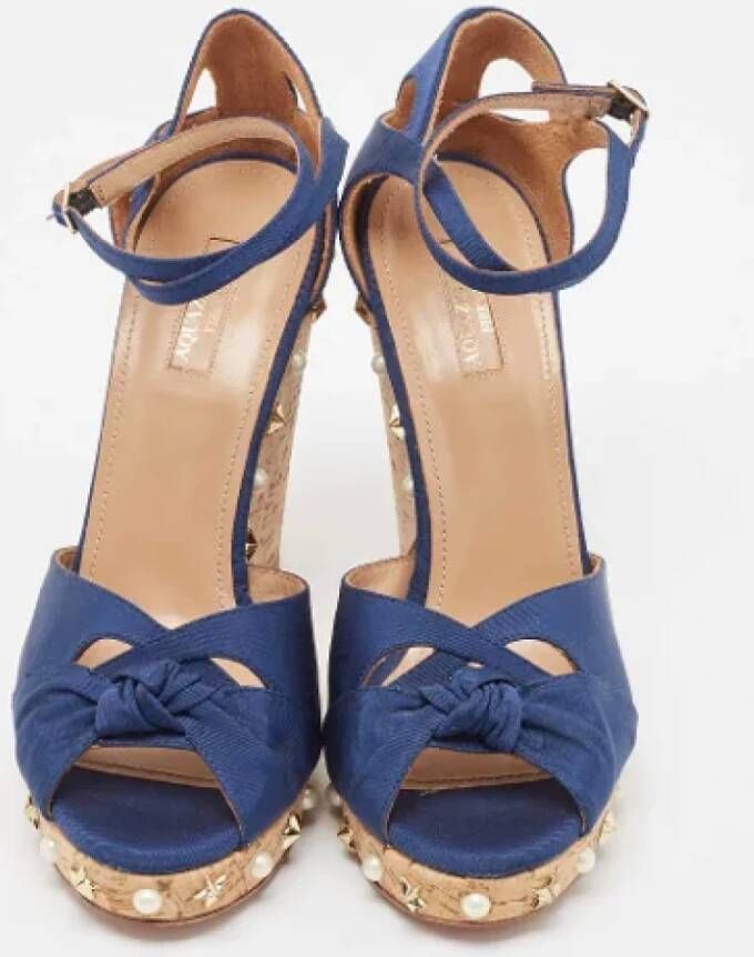 Aquazzura Pre-owned Fabric sandals Blue Dames