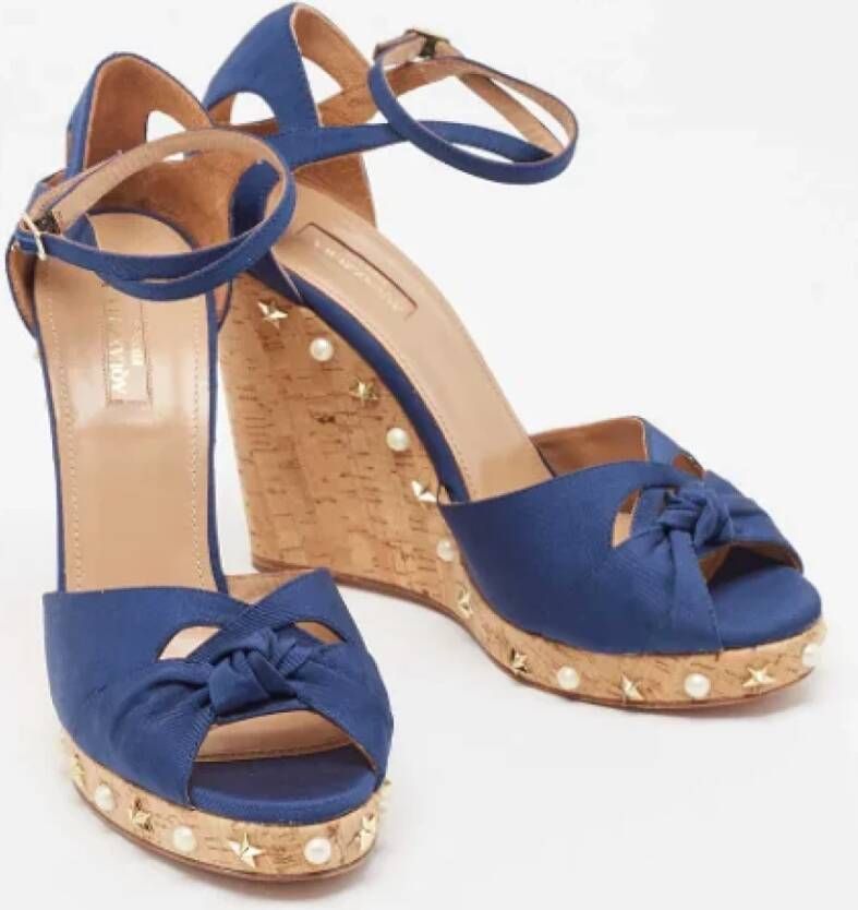 Aquazzura Pre-owned Fabric sandals Blue Dames