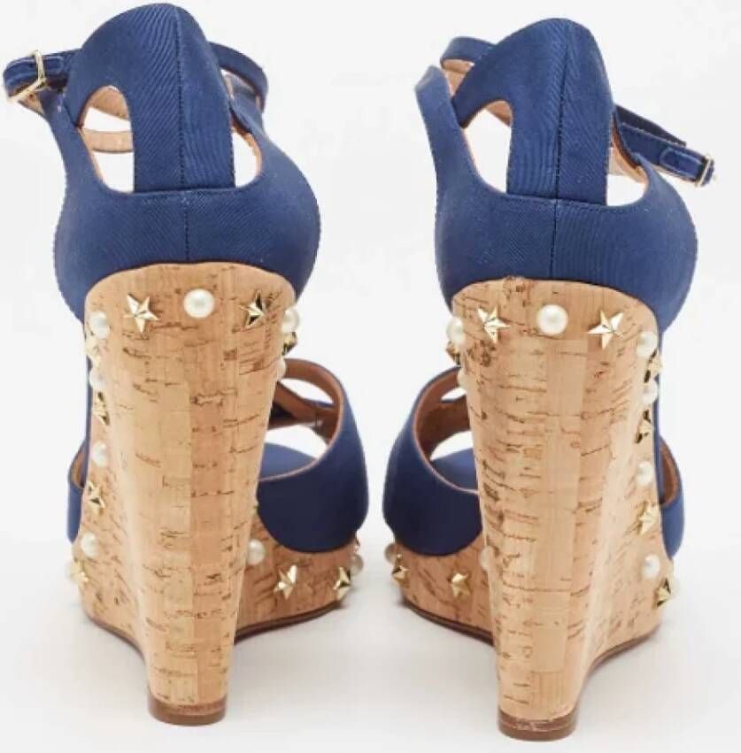 Aquazzura Pre-owned Fabric sandals Blue Dames