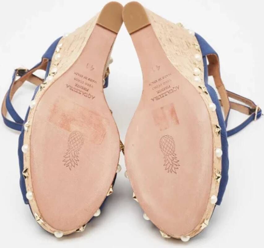 Aquazzura Pre-owned Fabric sandals Blue Dames