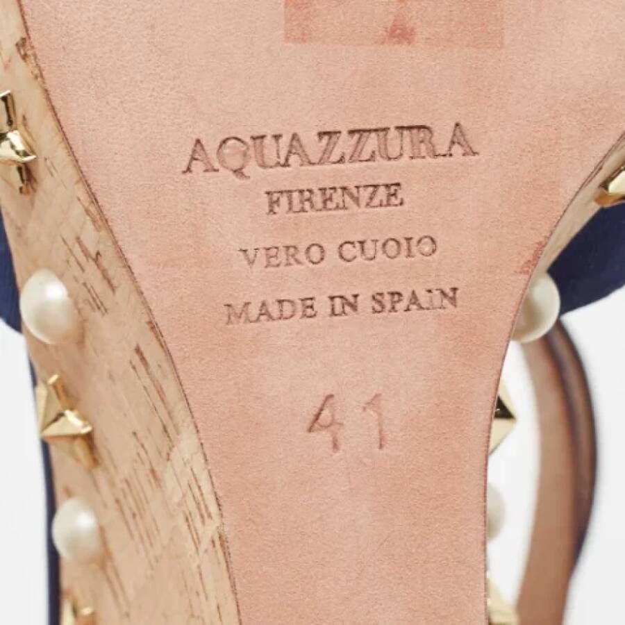 Aquazzura Pre-owned Fabric sandals Blue Dames
