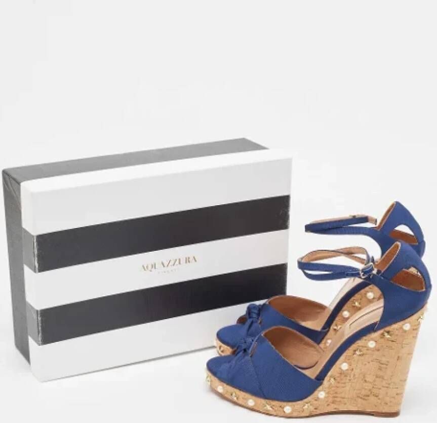 Aquazzura Pre-owned Fabric sandals Blue Dames