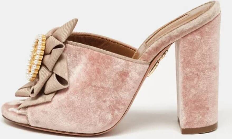 Aquazzura Pre-owned Fabric sandals Pink Dames