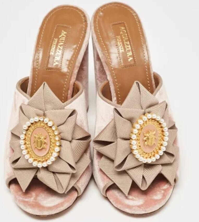 Aquazzura Pre-owned Fabric sandals Pink Dames