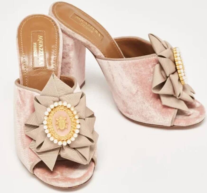 Aquazzura Pre-owned Fabric sandals Pink Dames