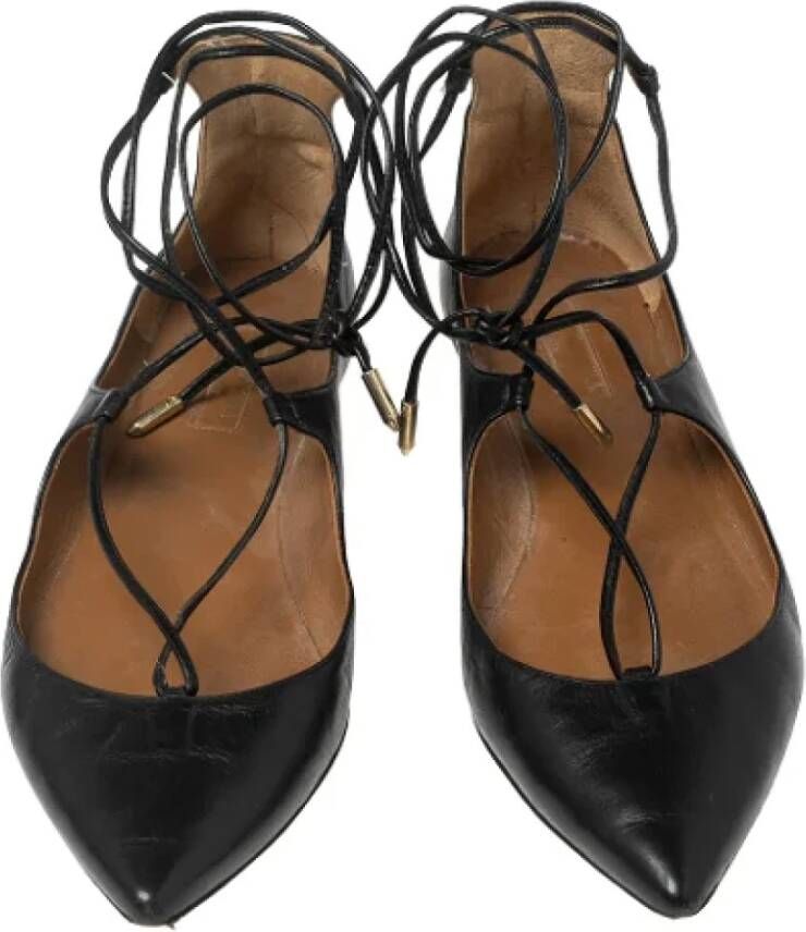 Aquazzura Pre-owned Leather flats Black Dames