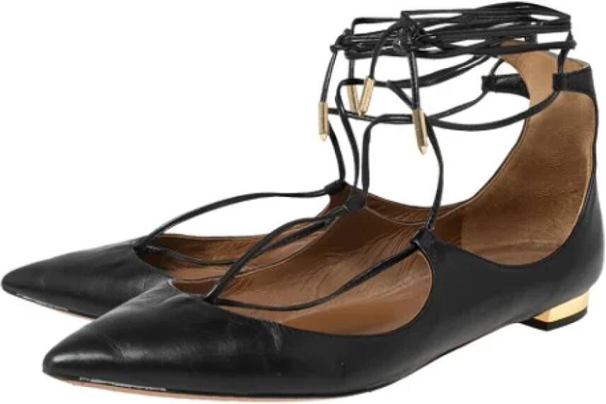 Aquazzura Pre-owned Leather flats Black Dames