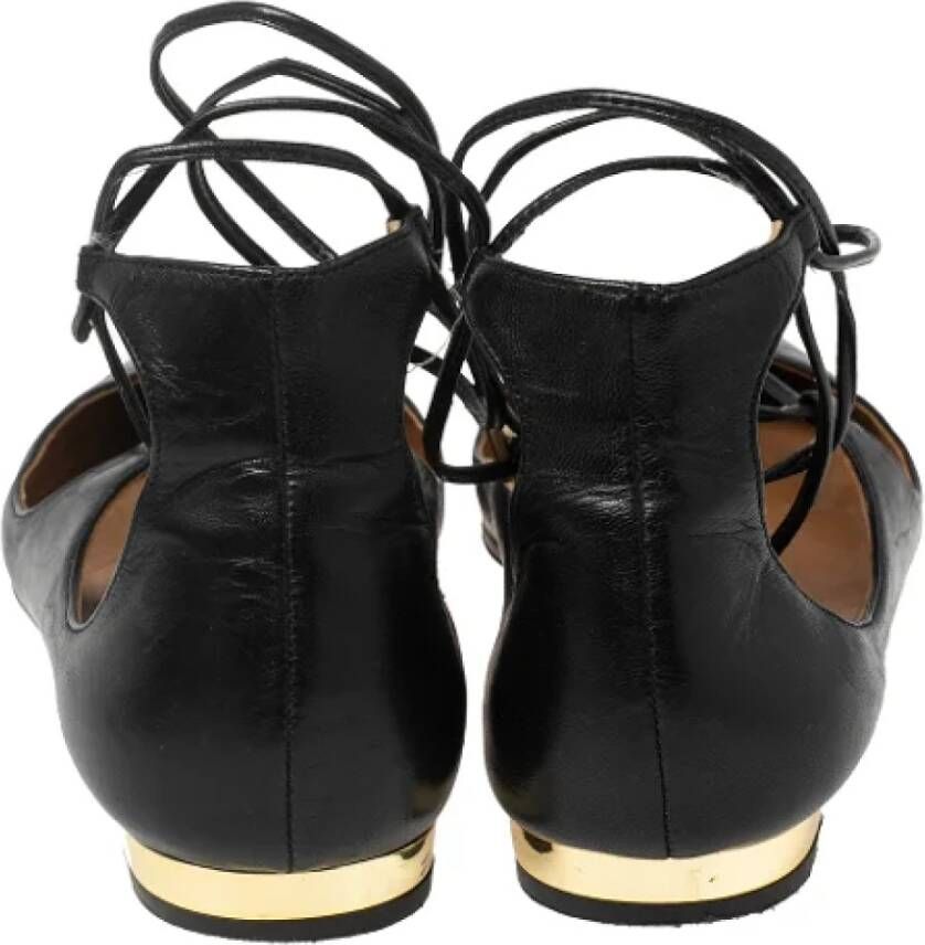 Aquazzura Pre-owned Leather flats Black Dames