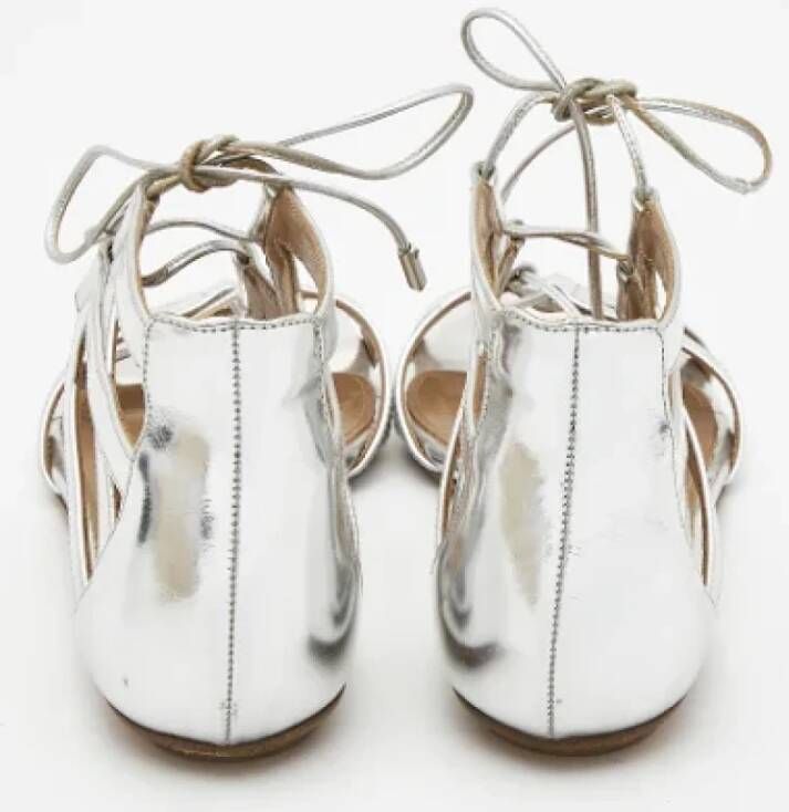 Aquazzura Pre-owned Leather flats Gray Dames