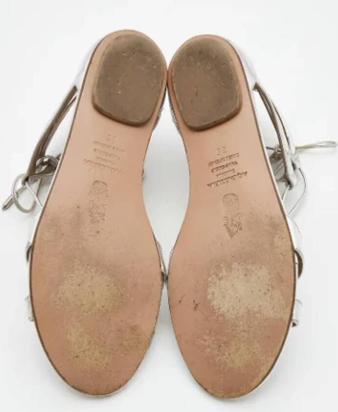 Aquazzura Pre-owned Leather flats Gray Dames