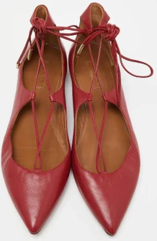 Aquazzura Pre-owned Leather flats Red Dames