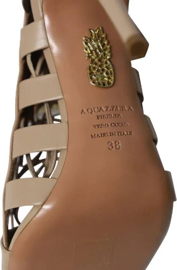 Aquazzura Pre-owned Leather heels Beige Dames