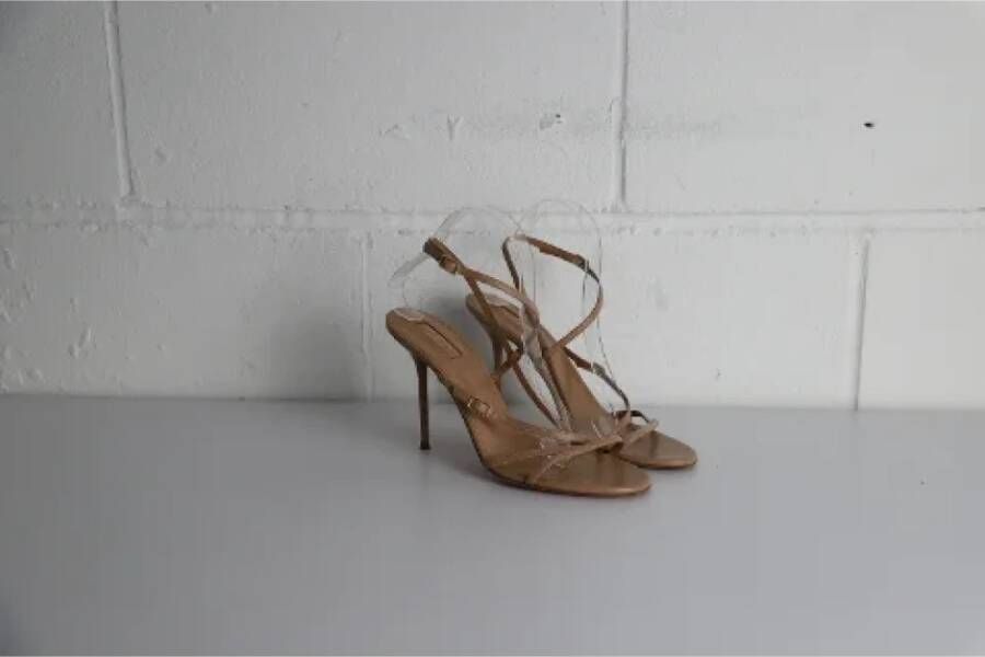 Aquazzura Pre-owned Leather heels Beige Dames