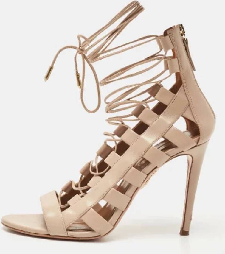 Aquazzura Pre-owned Leather sandals Beige Dames