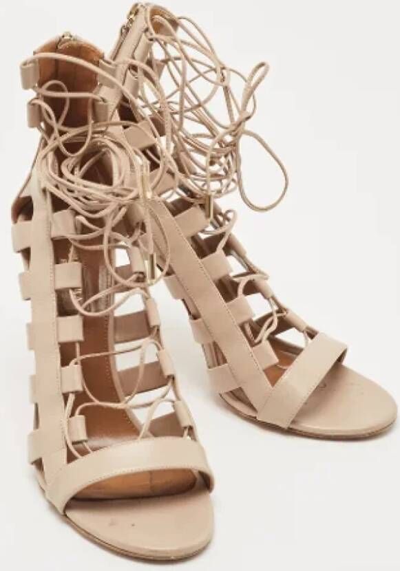 Aquazzura Pre-owned Leather sandals Beige Dames