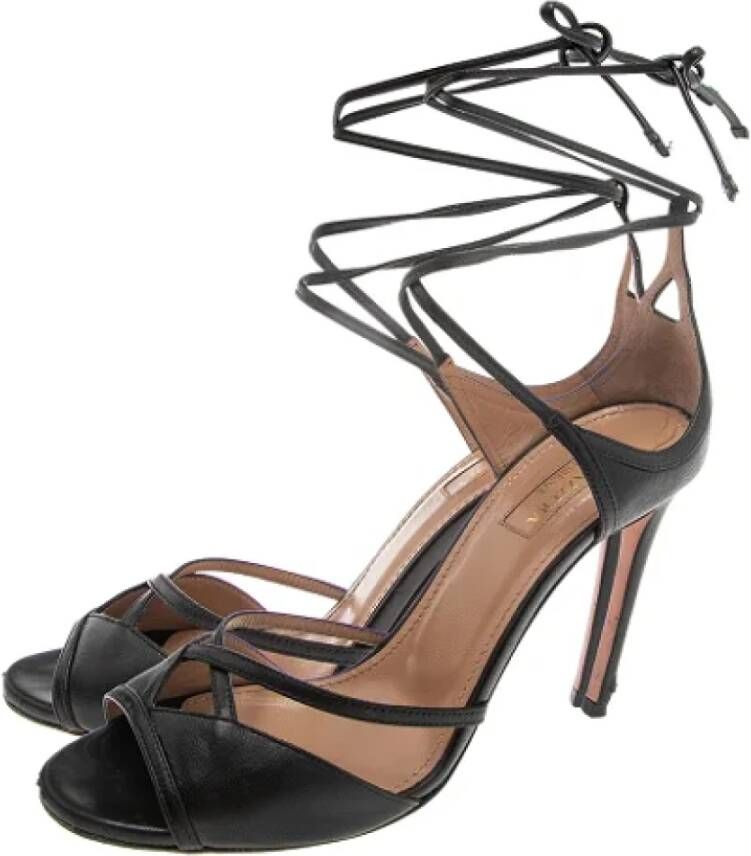 Aquazzura Pre-owned Leather sandals Black Dames