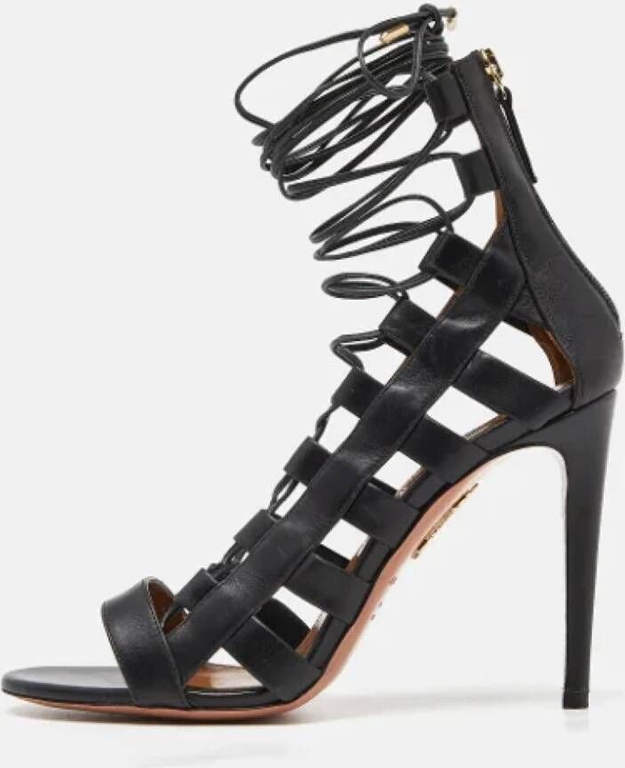 Aquazzura Pre-owned Leather sandals Black Dames