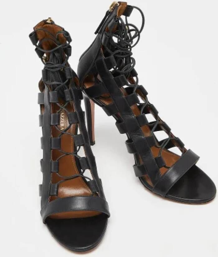 Aquazzura Pre-owned Leather sandals Black Dames