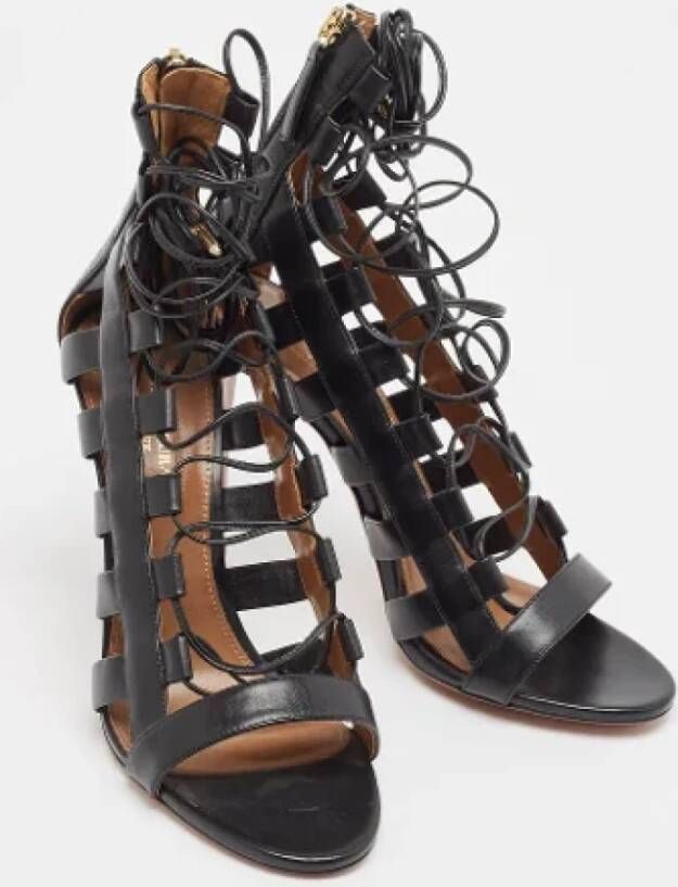 Aquazzura Pre-owned Leather sandals Black Dames