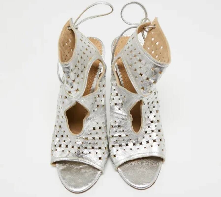 Aquazzura Pre-owned Leather sandals Gray Dames