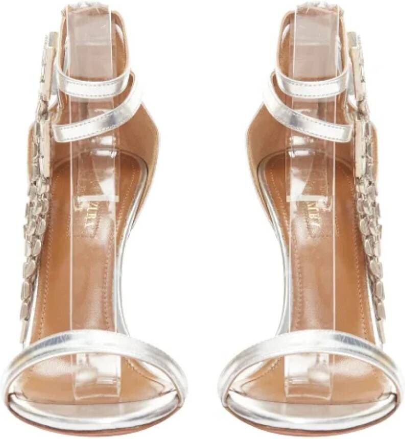 Aquazzura Pre-owned Leather sandals Gray Dames