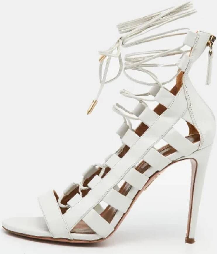 Aquazzura Pre-owned Leather sandals White Dames