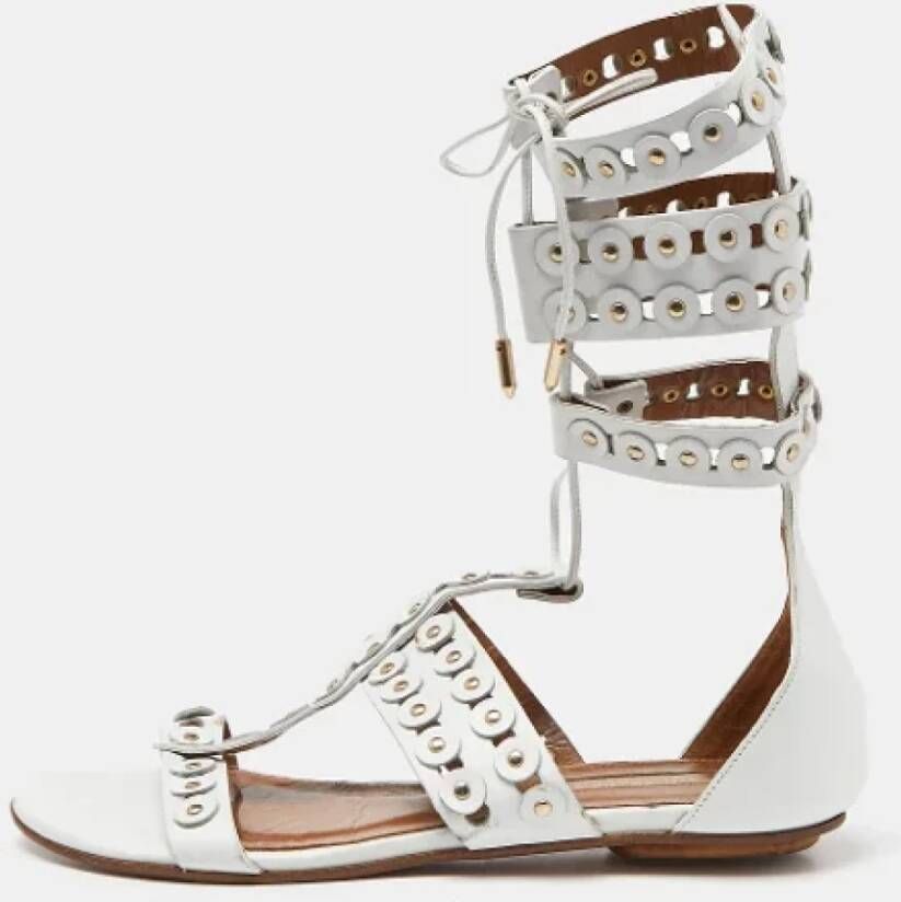 Aquazzura Pre-owned Leather sandals White Dames