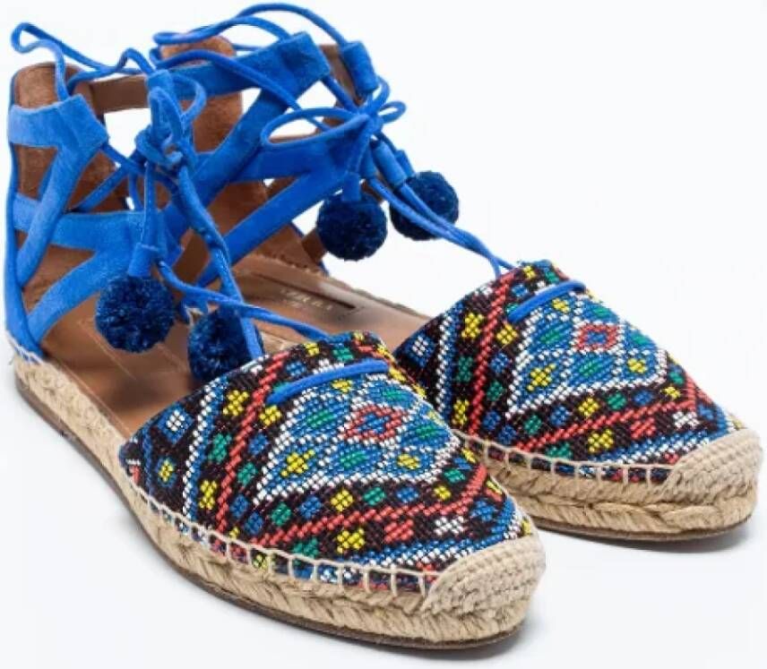 Aquazzura Pre-owned Raffia flats Blue Dames