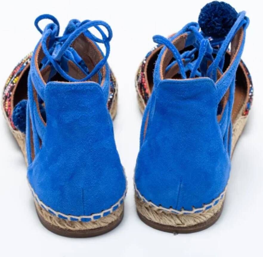 Aquazzura Pre-owned Raffia flats Blue Dames