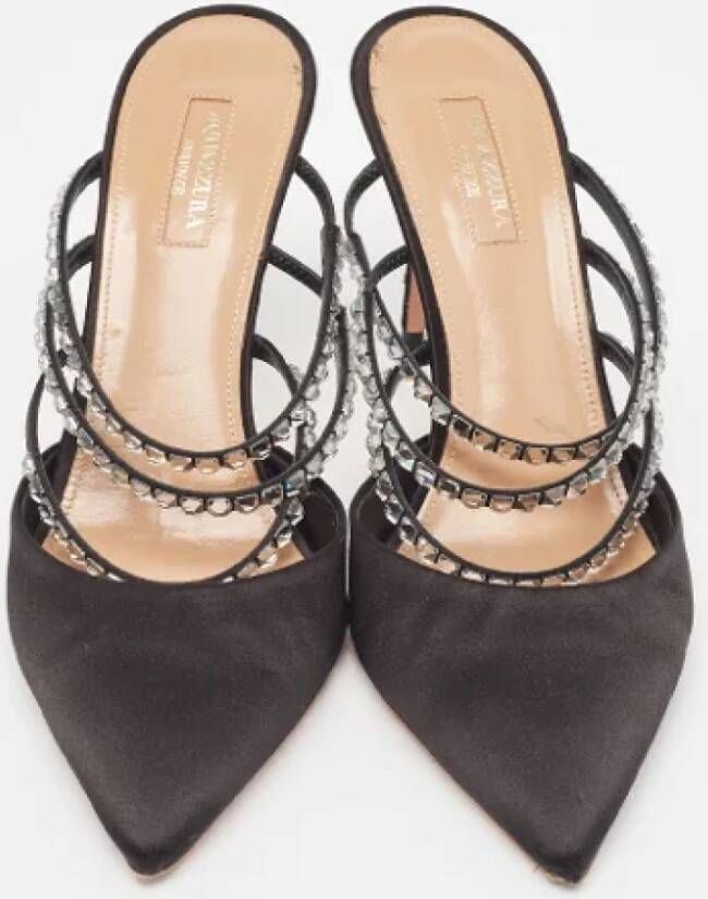 Aquazzura Pre-owned Satin heels Black Dames