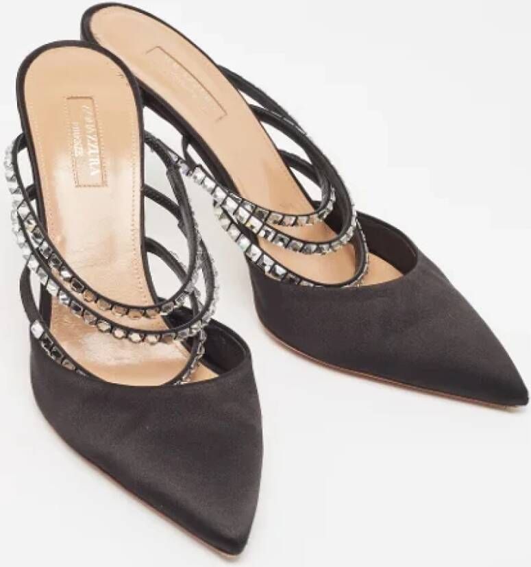Aquazzura Pre-owned Satin heels Black Dames