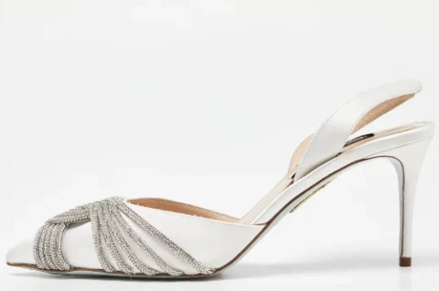 Aquazzura Pre-owned Satin heels White Dames