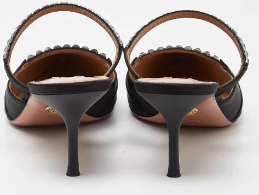 Aquazzura Pre-owned Satin sandals Black Dames