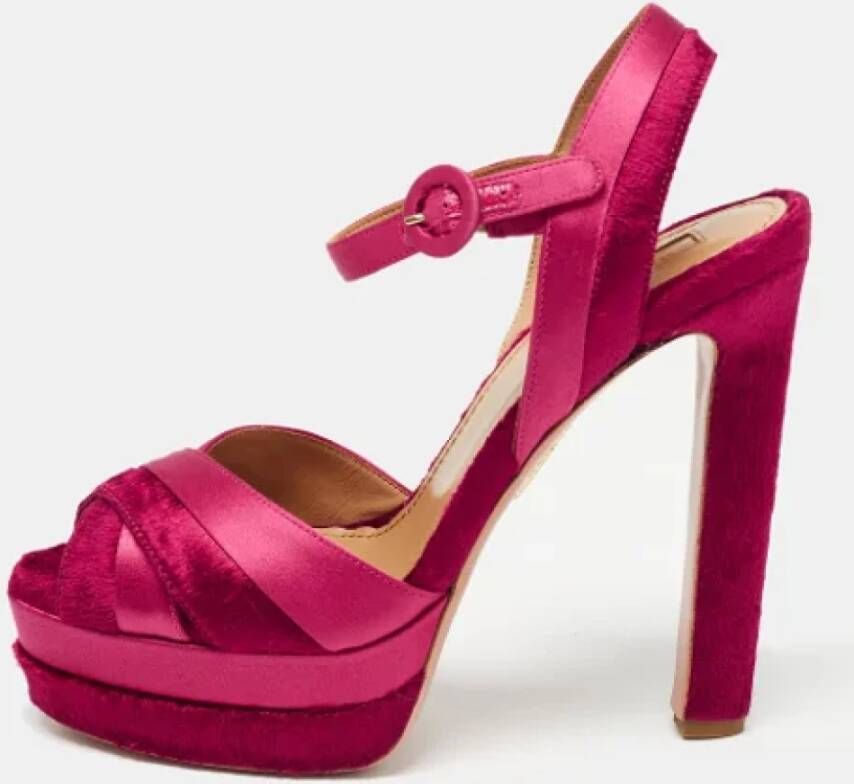 Aquazzura Pre-owned Satin sandals Pink Dames