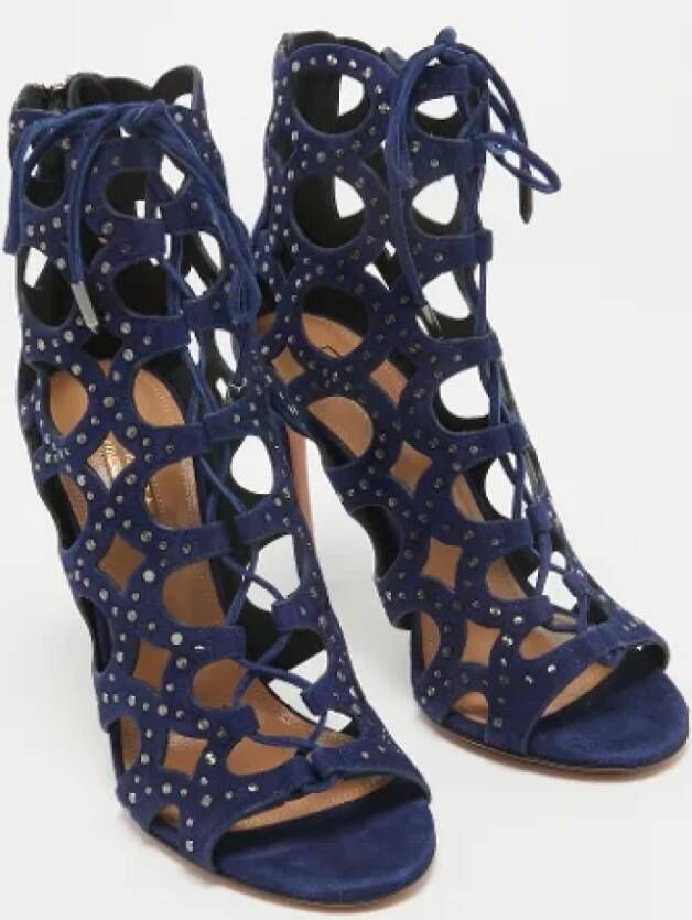 Aquazzura Pre-owned Suede boots Blue Dames