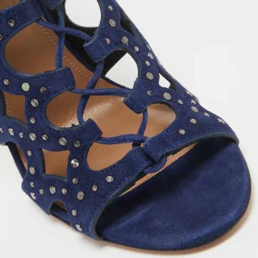 Aquazzura Pre-owned Suede boots Blue Dames