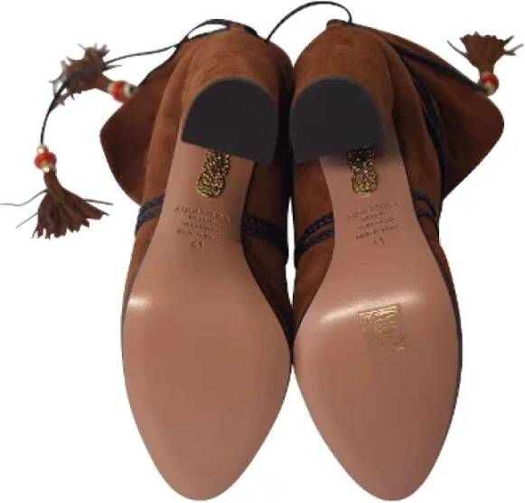Aquazzura Pre-owned Suede boots Brown Dames