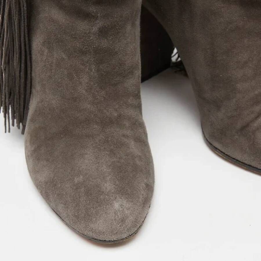 Aquazzura Pre-owned Suede boots Gray Dames