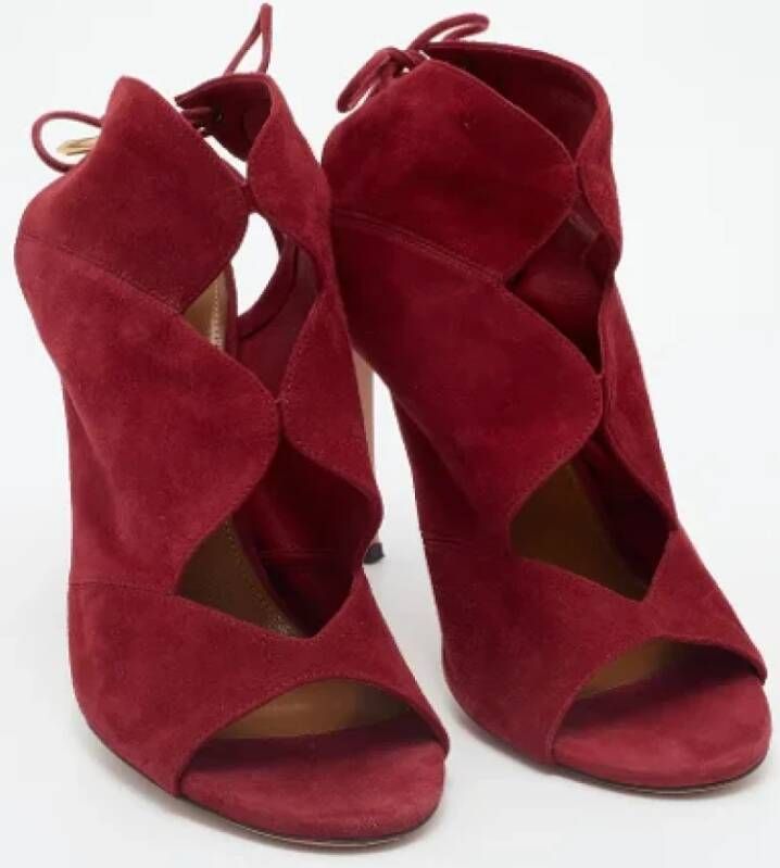 Aquazzura Pre-owned Suede boots Red Dames