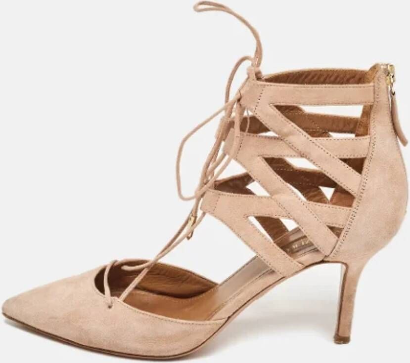 Aquazzura Pre-owned Suede heels Beige Dames