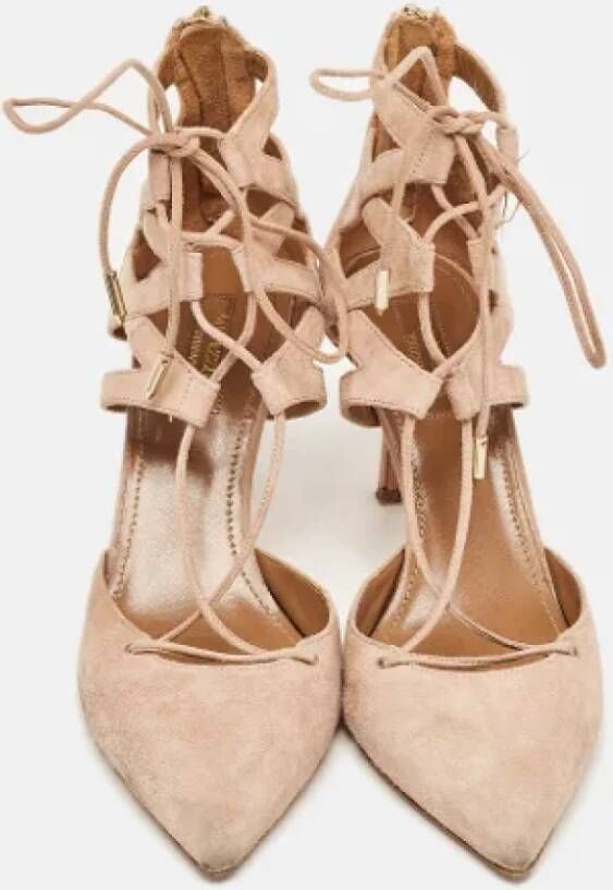 Aquazzura Pre-owned Suede heels Beige Dames