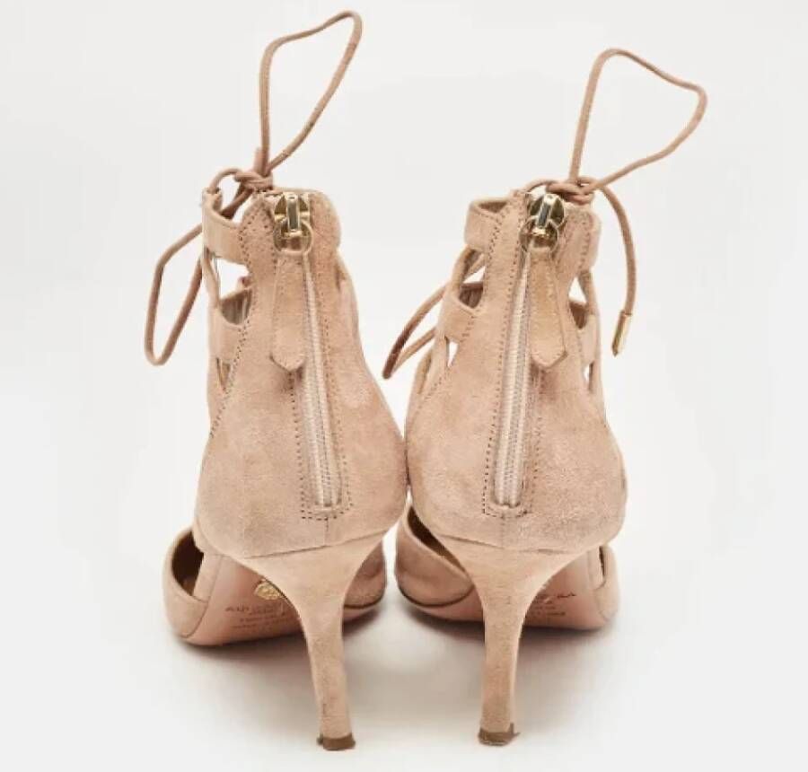 Aquazzura Pre-owned Suede heels Beige Dames