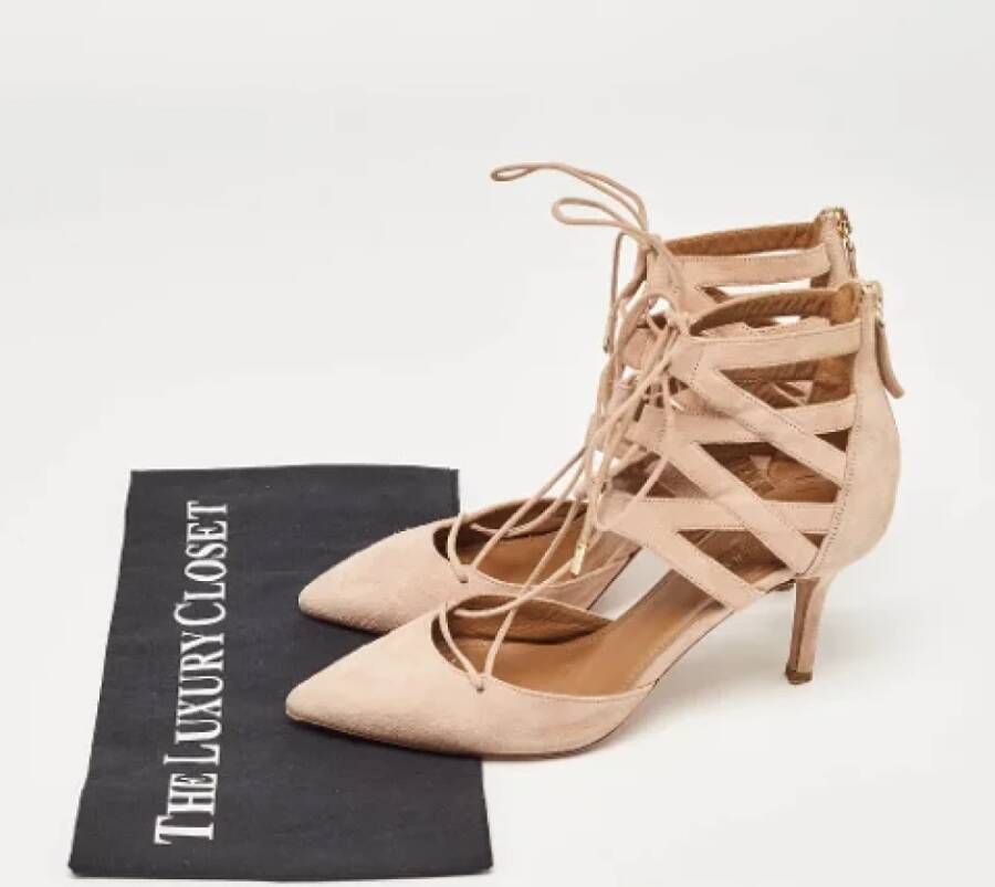 Aquazzura Pre-owned Suede heels Beige Dames