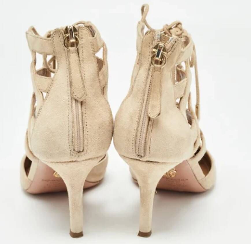Aquazzura Pre-owned Suede heels Beige Dames